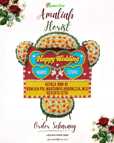 Karangan Papan Bunga Pernikahan di Windurojo